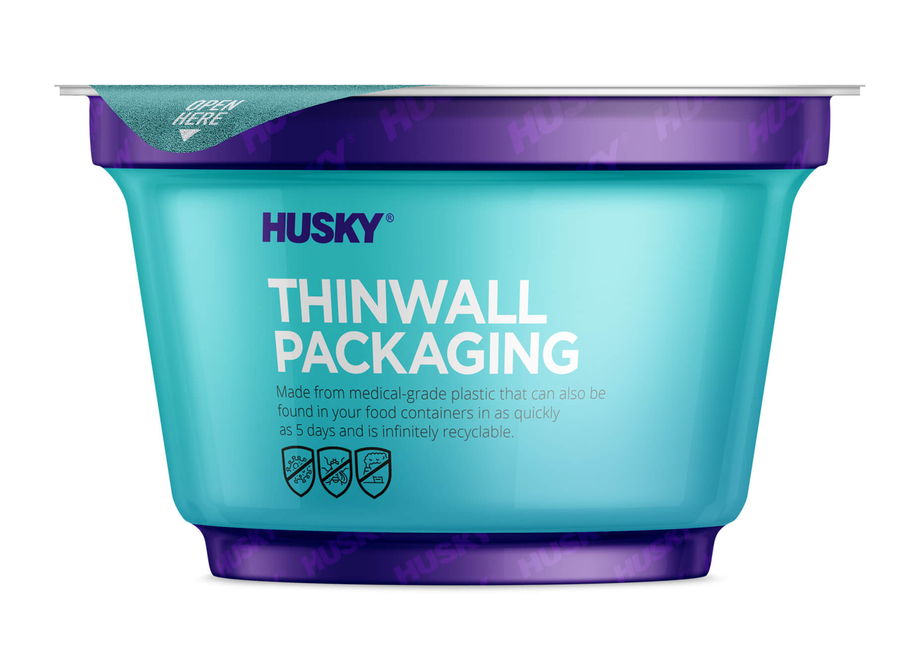 Plastic tub, an example of Husky thinwall packaging used for consumer packaged goods