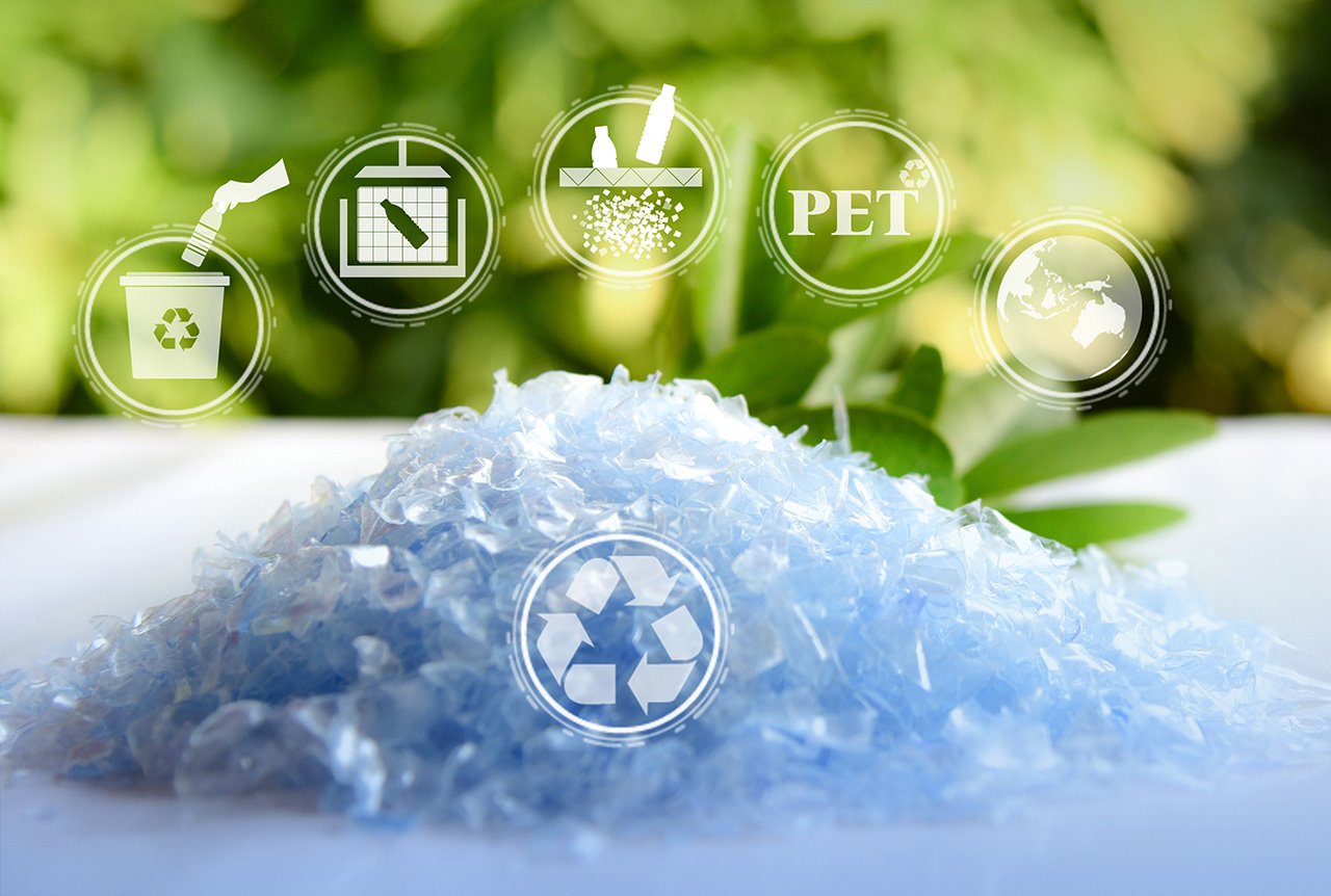 赫斯基可持续性解决方案--带有可持续系统图标的塑料制品